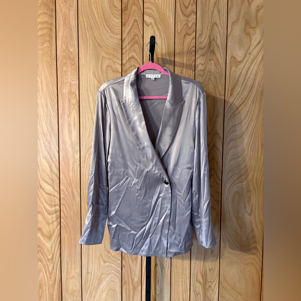 Satin Single-Button Blazer Jacket